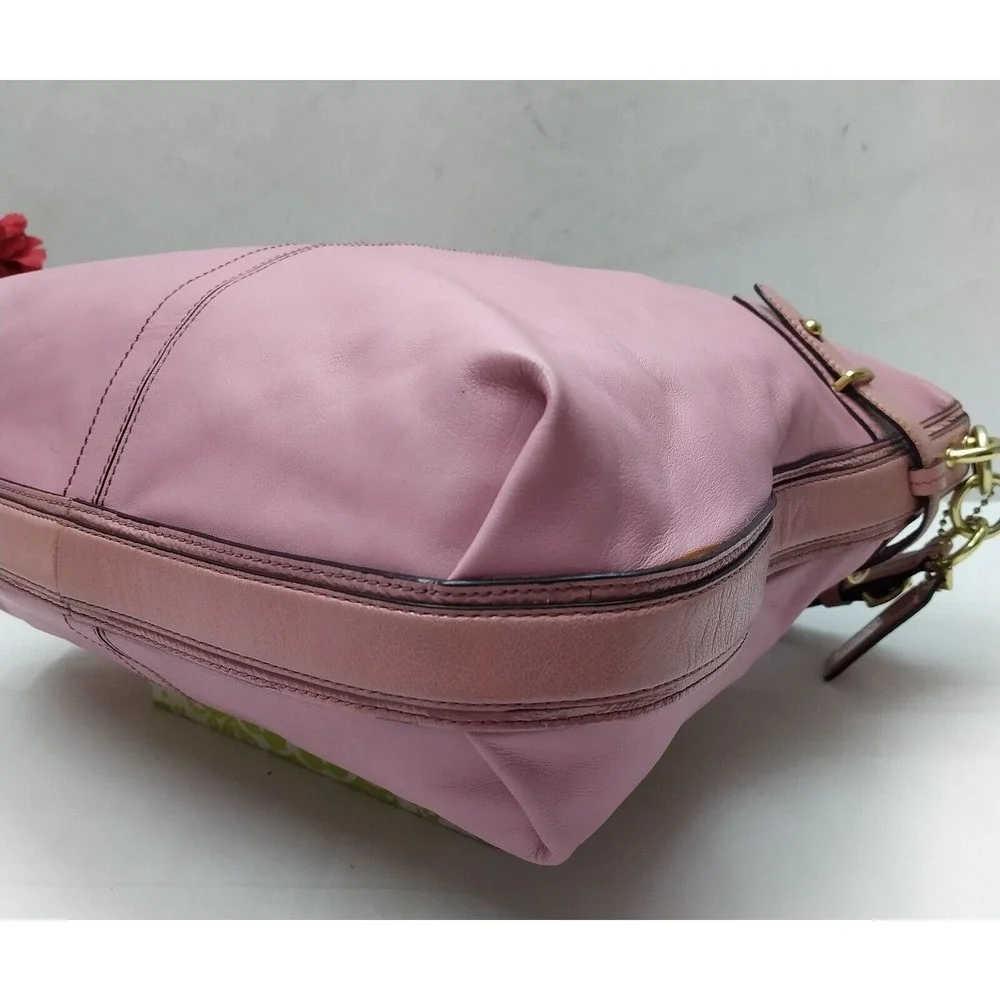 Coach Audrey Pink Leather Zipper Closure Hobo Shoulder bag